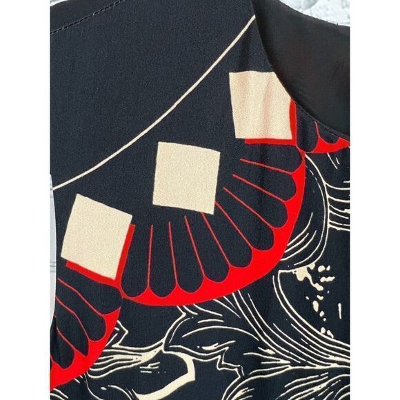 ARTELIER NICOLE MILLER black white red sleeveless sheath animal print dress S - Picture 2 of 8